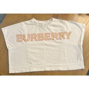 Girls 6Y Burberry Logo Crop Top T-Shirt White